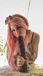tattooed slut rides MONSTER BBC DILDO